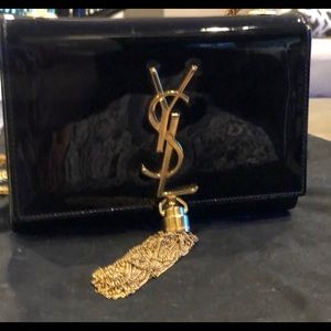 Ysl black patented leather crossbody purse
